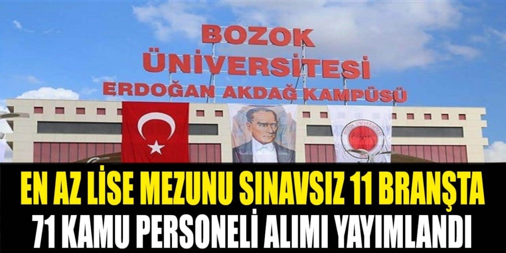 Bozok Üniversitesi En Az Lise Mezunu 71 Kamu Personeli Alım İlanı Yayımlandı
