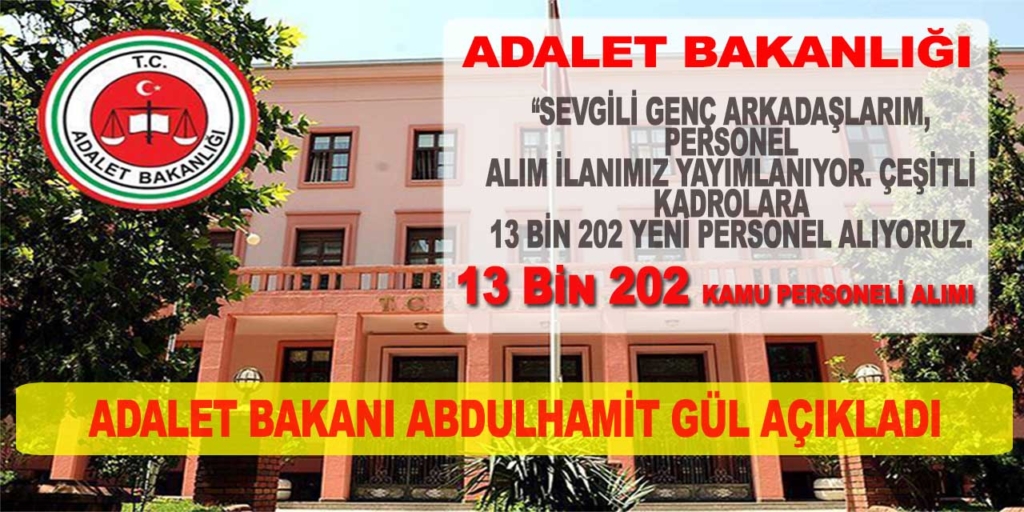 Adalet Bakanlığı 13 Bin Kamu Personeli Alımı İlanı