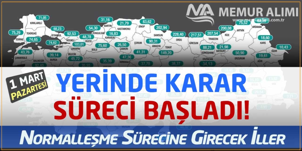 Yerinde Karar Süreci Başladı! 1 Mart Pazartesi Normalleşme Sürecine Girecek İller